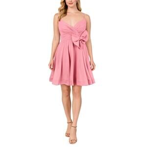 Mac Duggal 55643 Chiffon Fit and Flare Mini Cocktail Dress Rose Pink Size 12